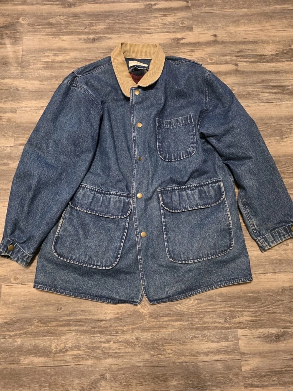 Vintage 90s herringbone denim Women Barn Coat Size L